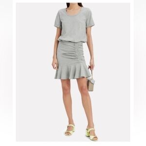 Veronica Beard Gray Ruched Pima Shirt Dress Size Xs